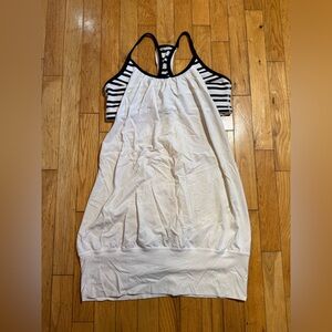 White and Black Striped Sleeveless tank #670